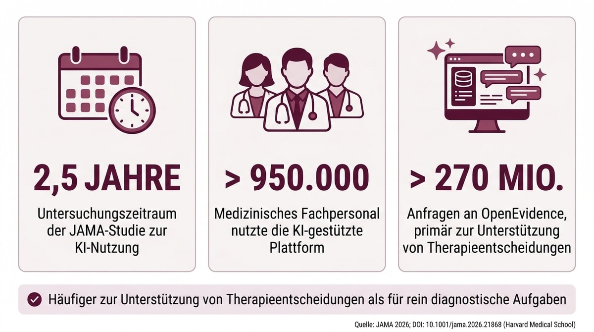 Informationsgrafik zu Medizinisches Fachpersonal nutzt KI verstärkt zur Therapieunterstützung